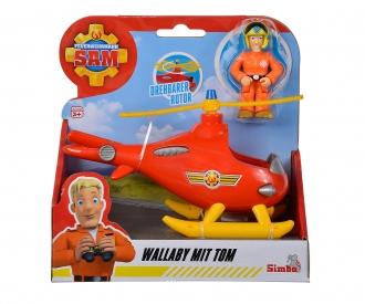 Sam le Pompier Hélicoptère Wallaby avec Figurine Tom Thomas
