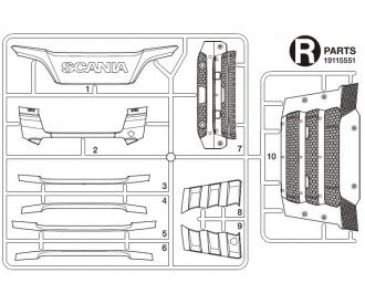 Scania 770S radiator grille, model truck spare part