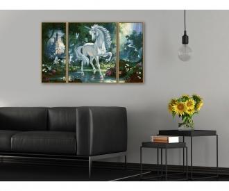 A Unicorn in the Magic Forest Triptych - Painting by Numbers