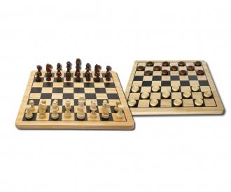 wooden - chess + checkers