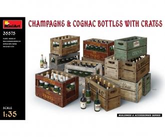 1:35 Bouteilles de champ/cognac avec caisse en bois