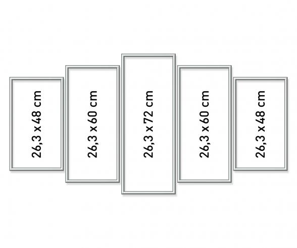 5 Aluminium Frames Silver Polyptych - Painting by Numbers