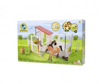 Horse Box Nature World avec écurie et cheval, 22 pièces
