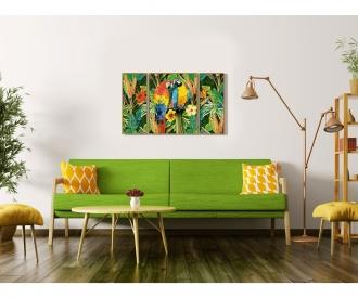 Parrots in the rain forest Triptych - Painting by Numbers