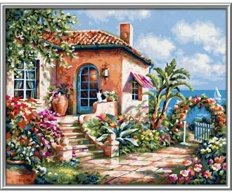 Holiday cottage by the sea - painting by numbers