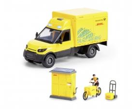 DHL Delivery Set, coffret de jeu véhicule de livraison de colis 25 cm