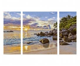 Evening Mood in Paradise Triptych - Painting by Numbers