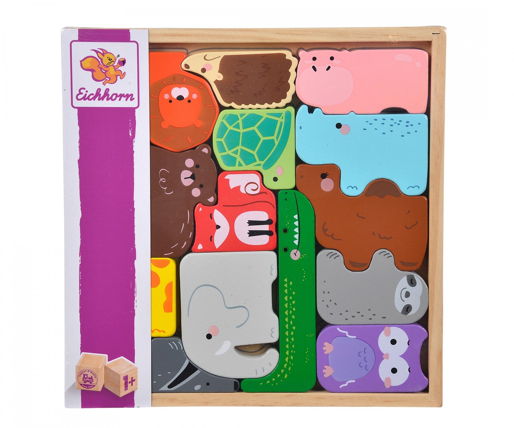 Eichhorn Schaf Einlegepuzzle Aus Holz - Motorikspielzeug Für Kleinkinder Ab 1 Jahr | Bunt, 15x15 Cm