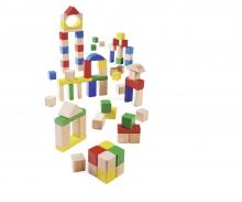 Blocs de construction en bois colorés et naturels – 75 pièces