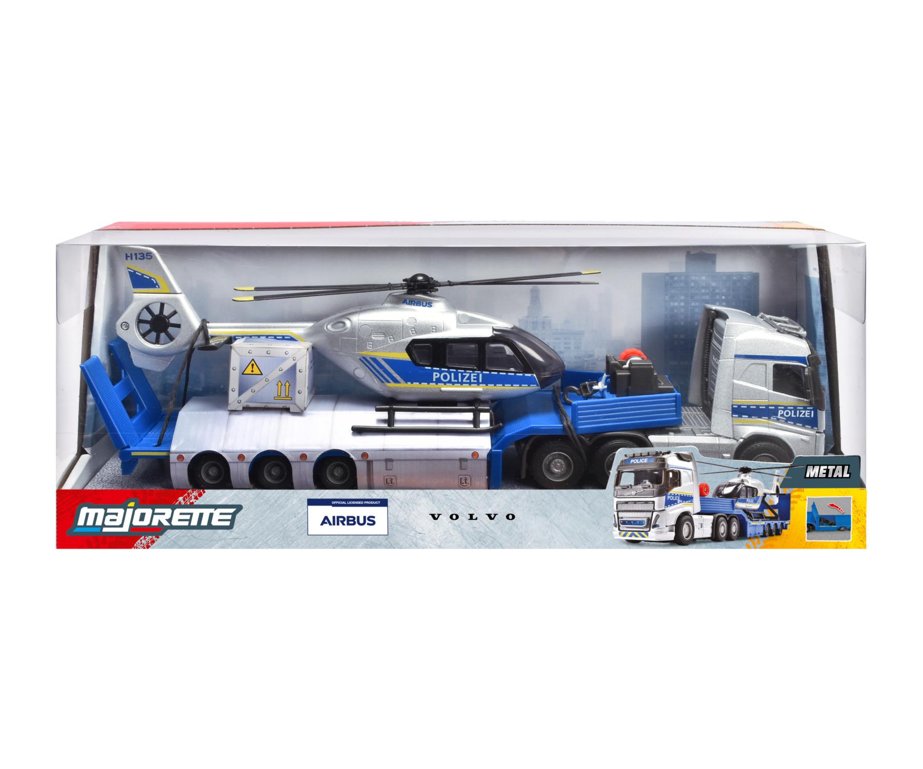 Majorette Grand Series - Volvo Truck Police Helicopter NL, 35 cm, licht en geluid, metaal, speelgoedvoertuig