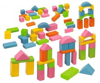 Coloured Wooden Blocks - 75 Pieces