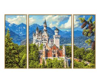 Neuschwanstein Castle Triptych - Painting by Numbers