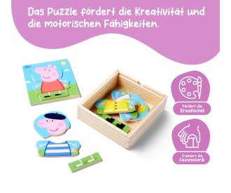 Peppa Pig Puzzle Habillage en Bois 14 Pièces