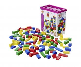 Coloured Wooden Blocks with Storage Box - 100 Pieces