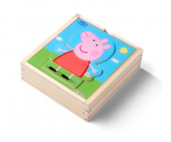 Peppa Pig Puzzle Habillage en Bois 14 Pièces