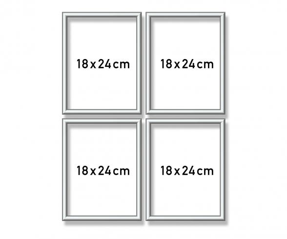 4 Aluminium Frames Silver Quattro 18 x 24 cm - Painting by Numbers