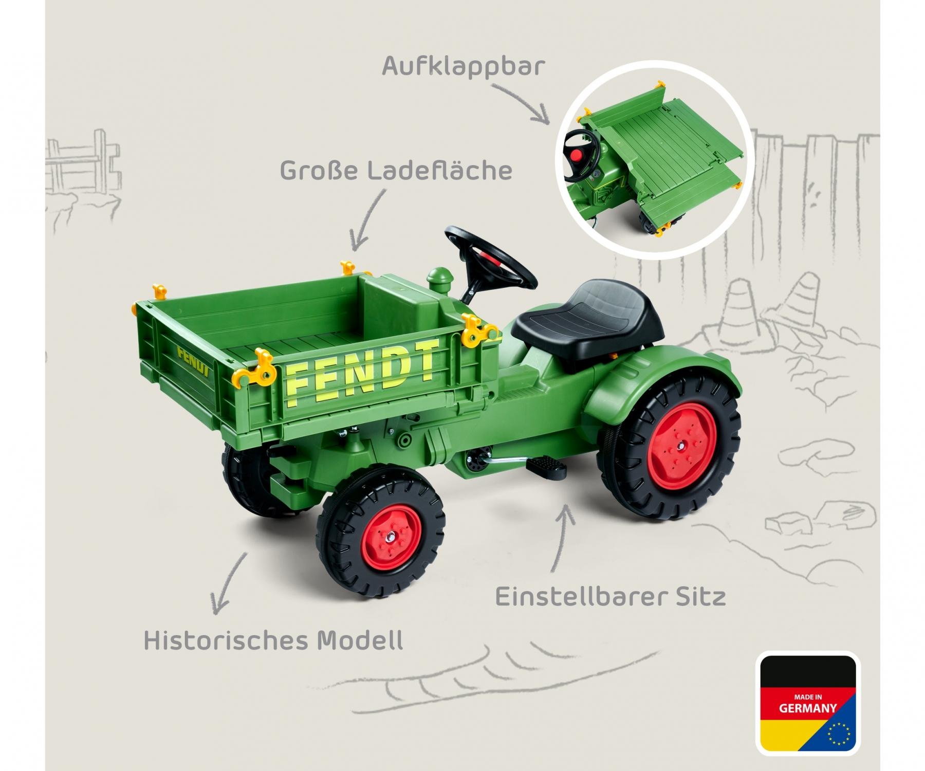 Rolly Toys RollyKid Claas AXOS 240 02 516 9 Tractor met aanhanger en voorlader (voor kinderen van 2,5 tot 5 jaar, instelbare kettingspanning, achterkoppeling