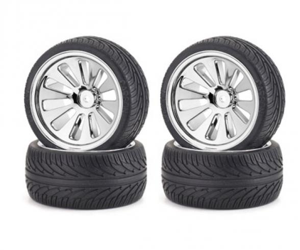 1:10 CV-10B, on-road tyre set, chrome rims