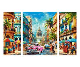 Cuba Nostalgia Triptych - Painting by Numbers