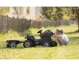 Smoby Life Farmer XL Black tractor + trailer