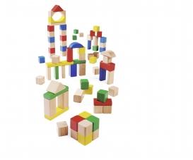 Colored and Natural Wooden Blocks - 75 Pieces
