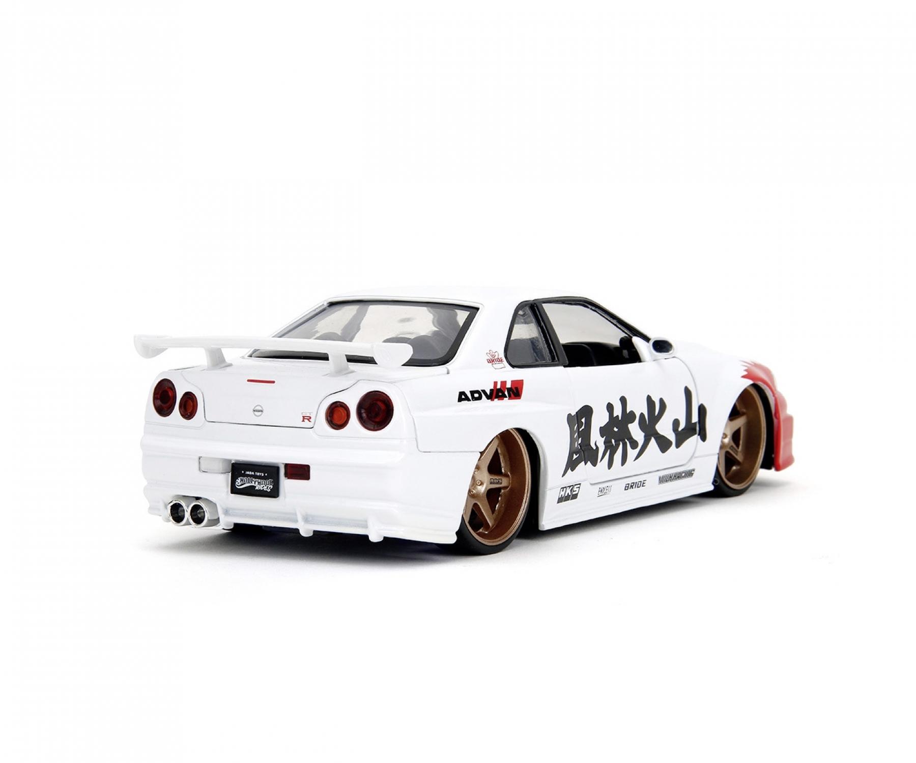 1/24ジェィダトイズ⭐️NISSAN  skyline✨日産GT−R✨カスタム‼️ JADA DUB CITY 2002 NISSAN SKYLINE GT R R34 1:24 WHITE