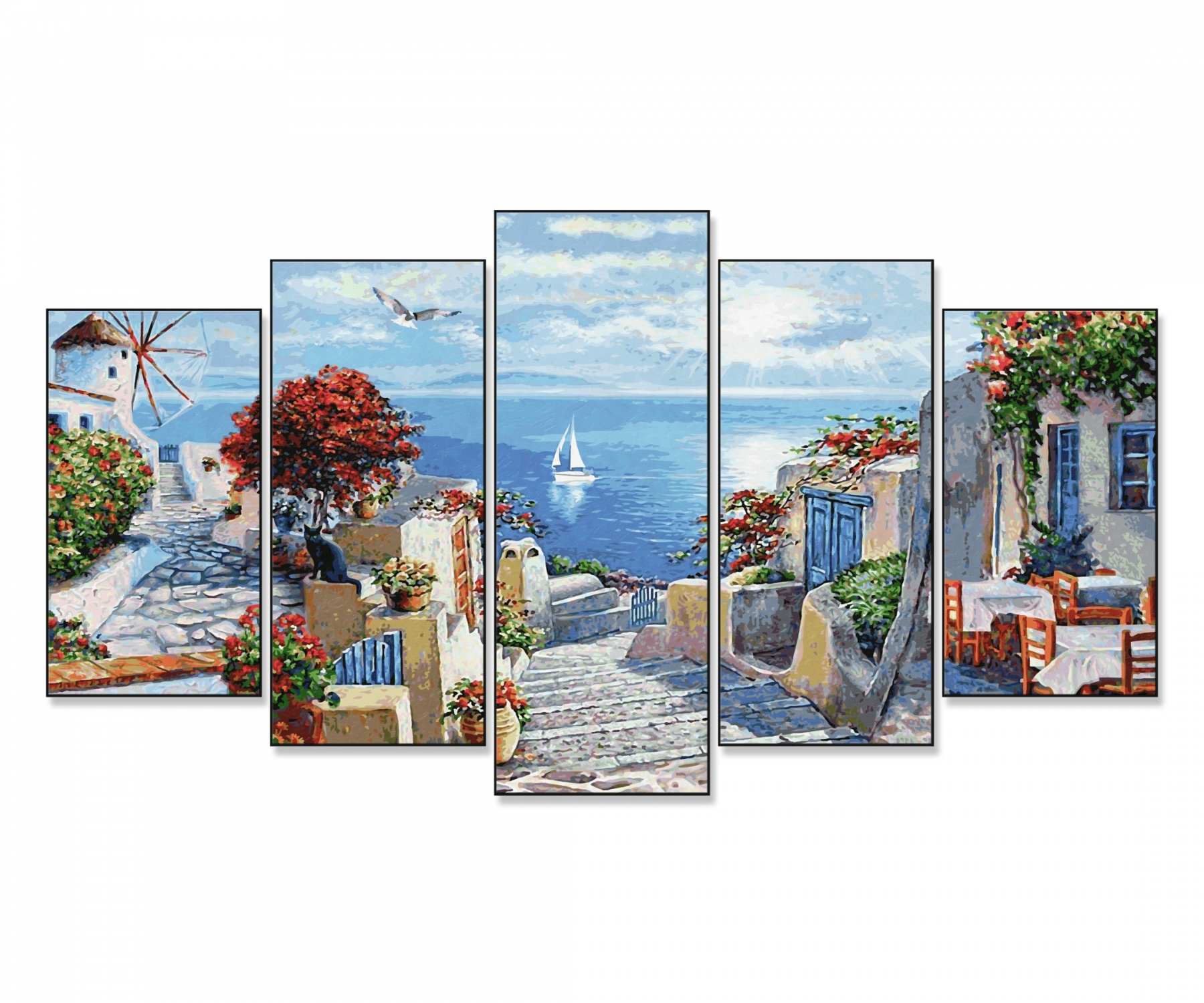 グラニック　「ミコノスハーパー／ギリシャ」 Buy Mykonos Polyptych - Painting by Numbers online | Schipper