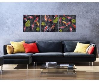 Koi - Gems in the Fish Pond Triptych - Painting by Numbers