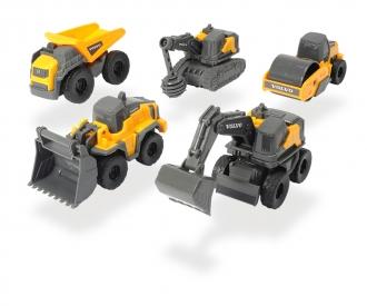 Lot De 5 Véhicules Volvo Micro Worker – Dickie Toys – Chantier – Camion Benne, Pelleteuse, Chargeur, Boule De Démolition, Rouleau – 10 Cm – Dès 3 Ans