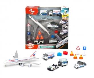 Coffret de jeu aéroport, véhicules en métal moulé
