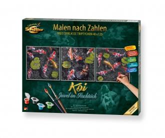 Koi - Gems in the Fish Pond Triptych - Painting by Numbers