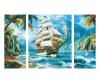 Sailing Ship in the South Seas Triptych - Painting by Numbers