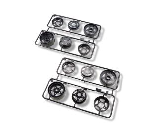 Schwarzes Räder-Set, Modellzubehör, vorne und hinten