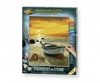 Fishing Boat on the Beach  40 x 50 cm - Painting by Numbers