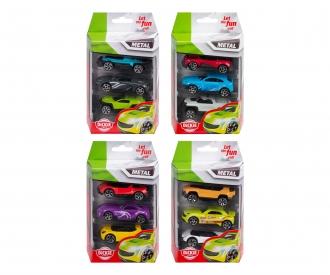 Lot de 3 mini voitures en métal moulé