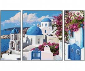 Santorin (Triptychon) Malen nach Zahlen