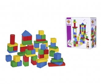 Coloured Wooden Blocks - 50 Pieces