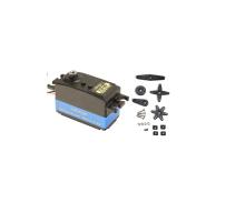 Servo CS-16DS – RC Low-Profile JR, 15.6kg Stellmoment, Metallgetriebe, wasserfest, kugelgelagert, 0.09sec Stellzeit, schwarz-blau