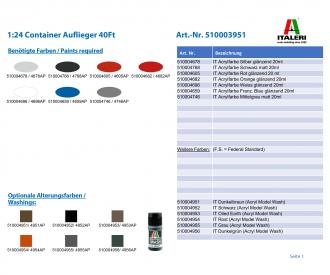 Italeri 1:24 Container Auflieger 40Ft Kit