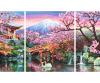 Cherry Blooming in Japan Triptych - Painting by Numbers