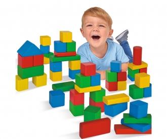 Coloured Wooden Blocks - 50 Pieces