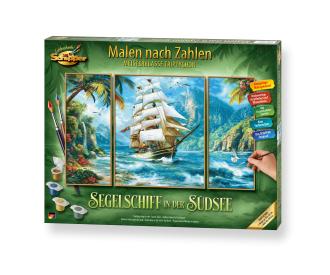 Sailing Ship in the South Seas Triptych - Painting by Numbers