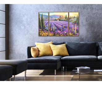 Lavender Fields Triptych - Painting by Numbers
