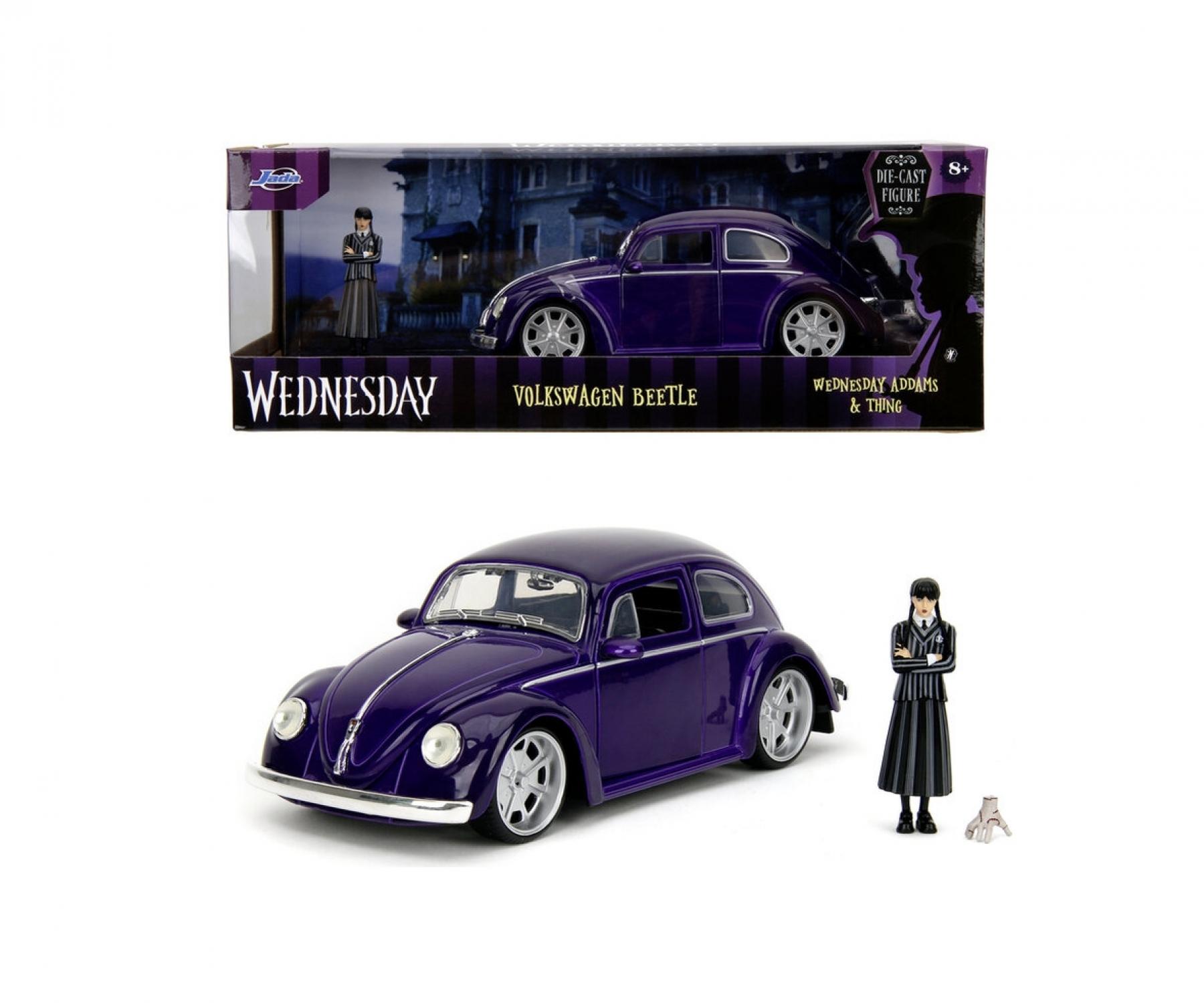 Voiture miniature - JADA - Volkswagen Beetle - Figurine Wednesday Addams - Échelle 1:24 - Multicolore - Jeux - Jouets