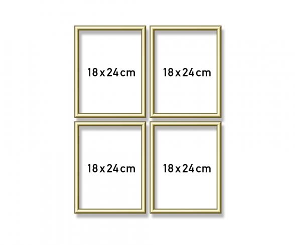 4 Aluminium Frames Gold Quattro 18 x 24 cm - Painting by Numbers