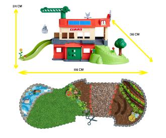 Ferme de jeu avec 3 véhicules, 56 x 36 x 24 cm