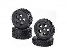 Buggy-Tire/Wheel Set All Terrain Bl(2+2)