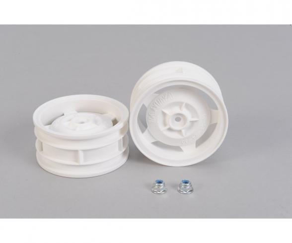 Tamiya Buggy Vorderrad-Set, weiße Felgen mit Sicherungsmuttern