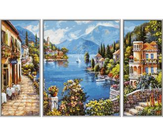 Lago Romantico Triptych - Painting by Numbers