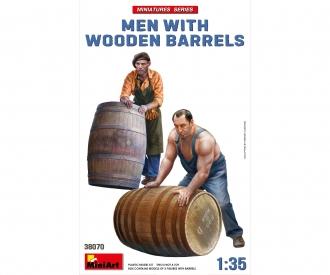 1:35 Figurine-Set Hommes avec tonneaux en bois (2)